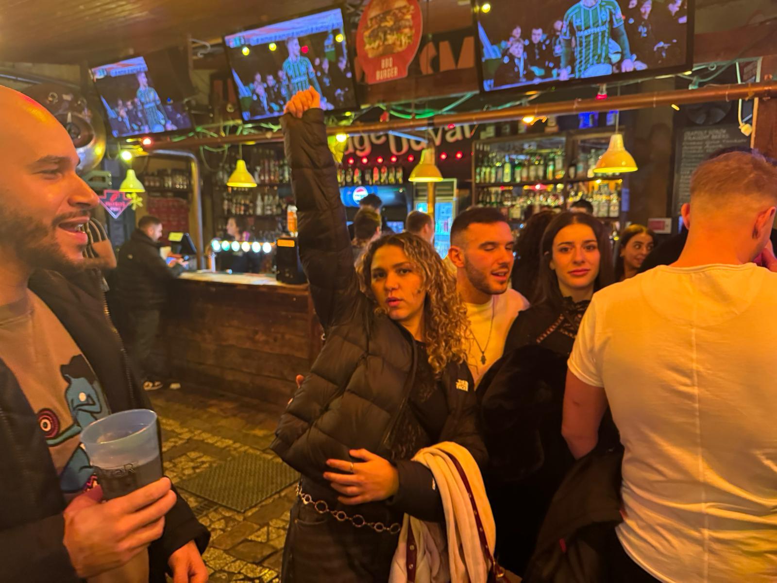 DJ booth at La Siesta with crowd